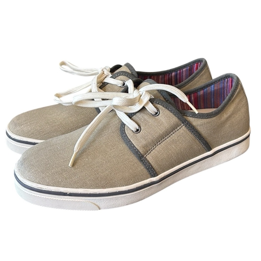 Vionic Bryson‎ Tan Khaki Canvas Lace Up Sneakers Size 9 - Picture 2 of 7